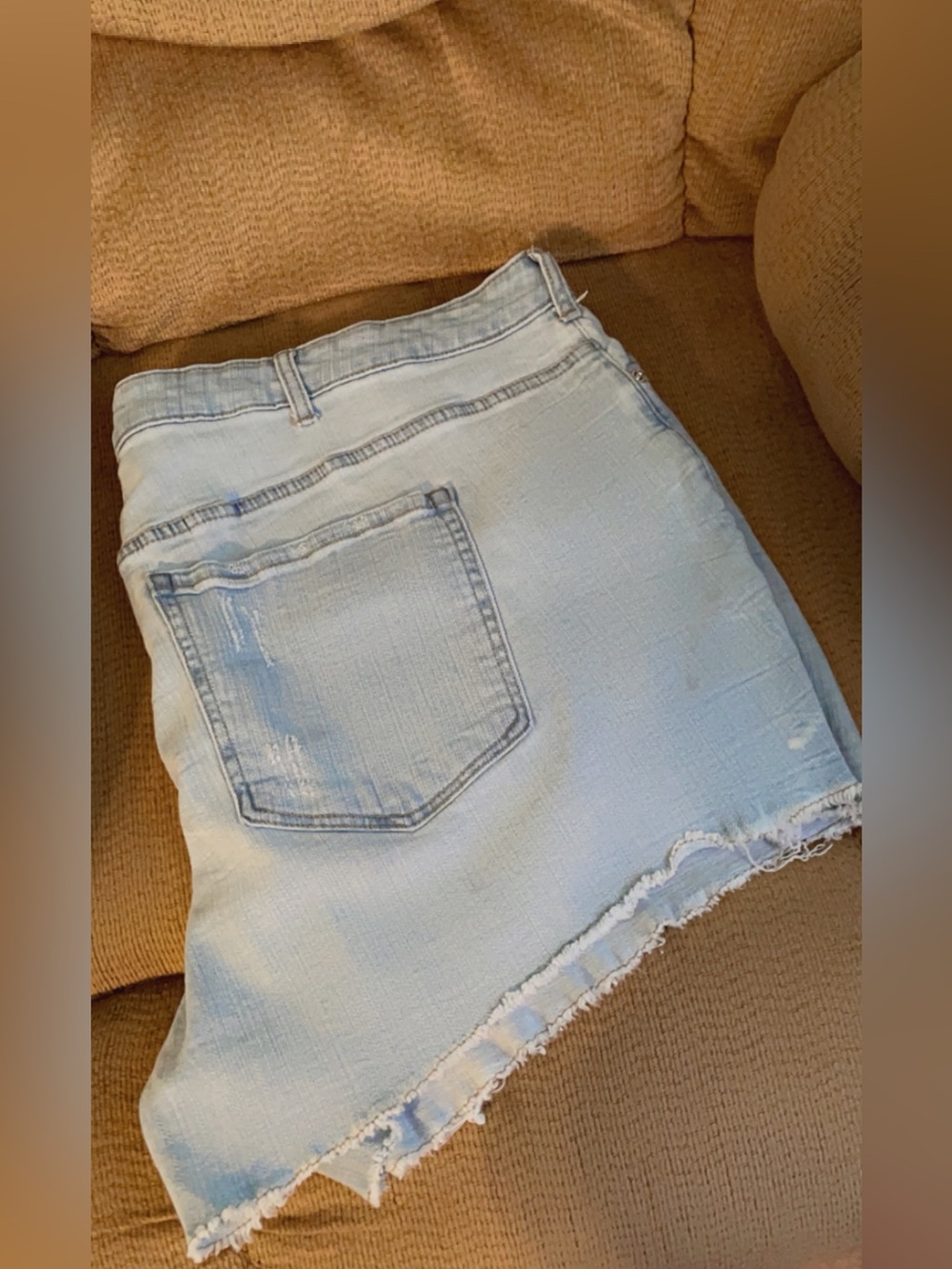 Lane Bryant Light Blue Distressed Denim Shorts with Frayed Hem